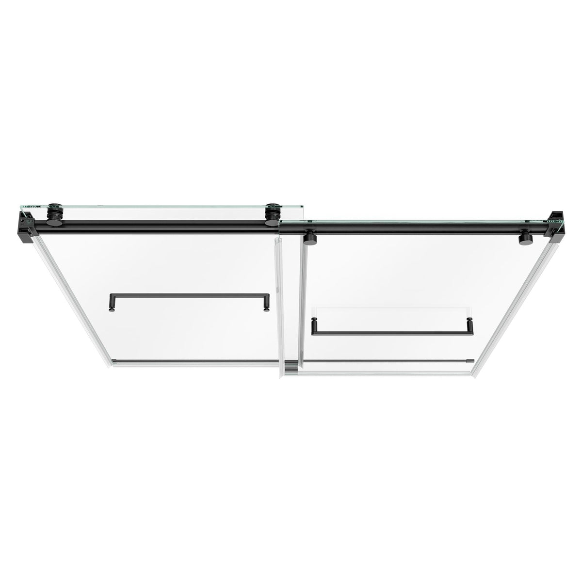 Bathtub Shower Door 60"W x 60"H Frameless Bypass Sliding Doors Black, 5/16" Clear Tempered Glass, Double Sliding Tub Shower Doors with 2 Stainless Steel Handles, Nano Coating, for Bathroom Tubs