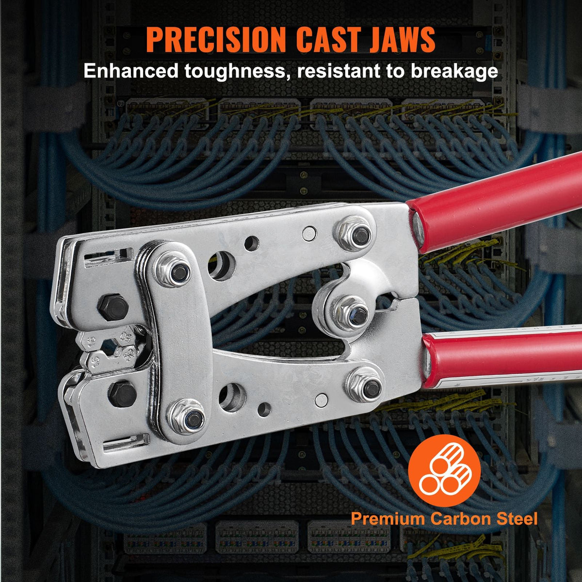 Battery Cable Lug Crimping Tool, 10-1/0 AWG with Heavy Duty Wire Lugs, with 60PCS Aluminum Ring Connectors Terminals 6 Wire Sizes Crimping Die Aluminum Terminal Battery Lug Crimper