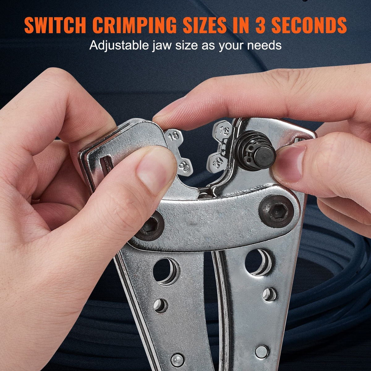 Battery Cable Lug Crimping Tool, 10-1/0 AWG with Heavy Duty Wire Lugs, with 60PCS Aluminum Ring Connectors Terminals 6 Wire Sizes Crimping Die Aluminum Terminal Battery Lug Crimper