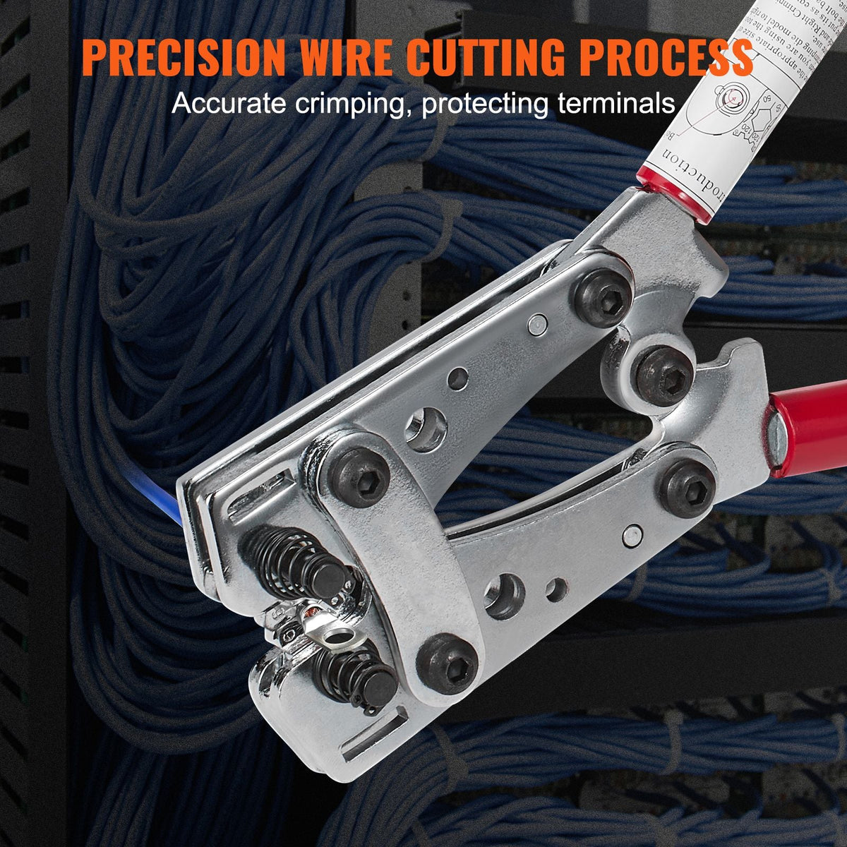 Battery Cable Lug Crimping Tool, 10-1/0 AWG with Heavy Duty Wire Lugs, with 60PCS Aluminum Ring Connectors Terminals 6 Wire Sizes Crimping Die Aluminum Terminal Battery Lug Crimper