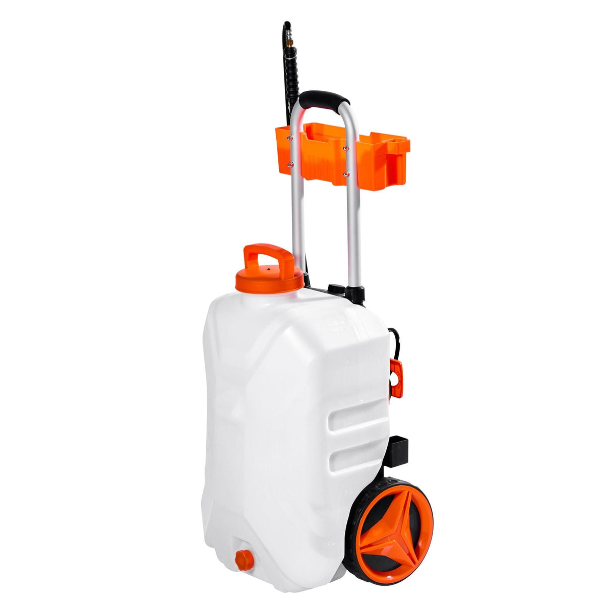 Battery-Powered Sprayer with Wheeled Cart, 10 Gallons Electric Weed Sprayer, Adjustable 0-80 PSI, Yard Lawn Sprayers with Wheels, 5 Nozzles & 98ft Hose, 3-6H Spray Time, for Weeding, Cleaning