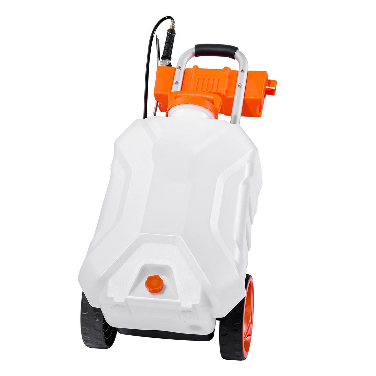 Battery-Powered Sprayer with Wheeled Cart, 10 Gallons Electric Weed Sprayer, Adjustable 0-80 PSI, Yard Lawn Sprayers with Wheels, 5 Nozzles & 98ft Hose, 3-6H Spray Time, for Weeding, Cleaning