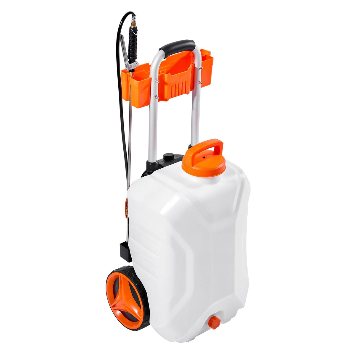 Battery-Powered Sprayer with Wheeled Cart, 10 Gallons Electric Weed Sprayer, Adjustable 0-80 PSI, Yard Lawn Sprayers with Wheels, 5 Nozzles & 98ft Hose, 3-6H Spray Time, for Weeding, Cleaning