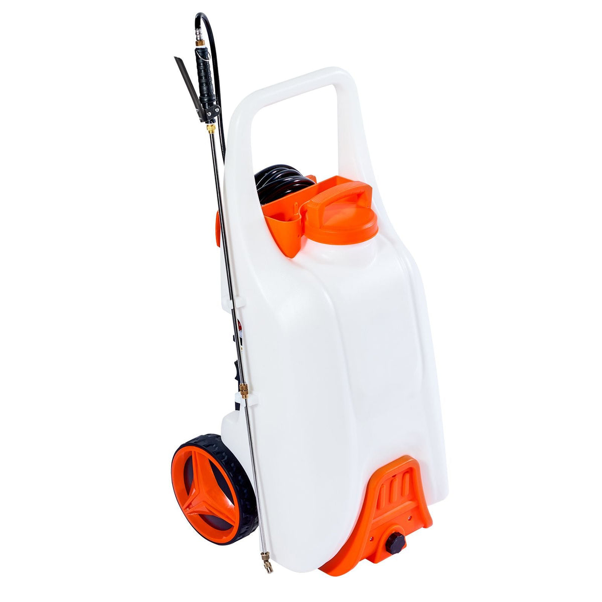 Battery-Powered Sprayer with Wheeled Cart, 13.1 Gallons Electric Weed Sprayer, Adjustable 0-80 PSI, Yard Lawn Sprayers with Wheels, 5 Nozzles & 98ft Hose, 3-6H Spray Time, for Weeding, Cleaning