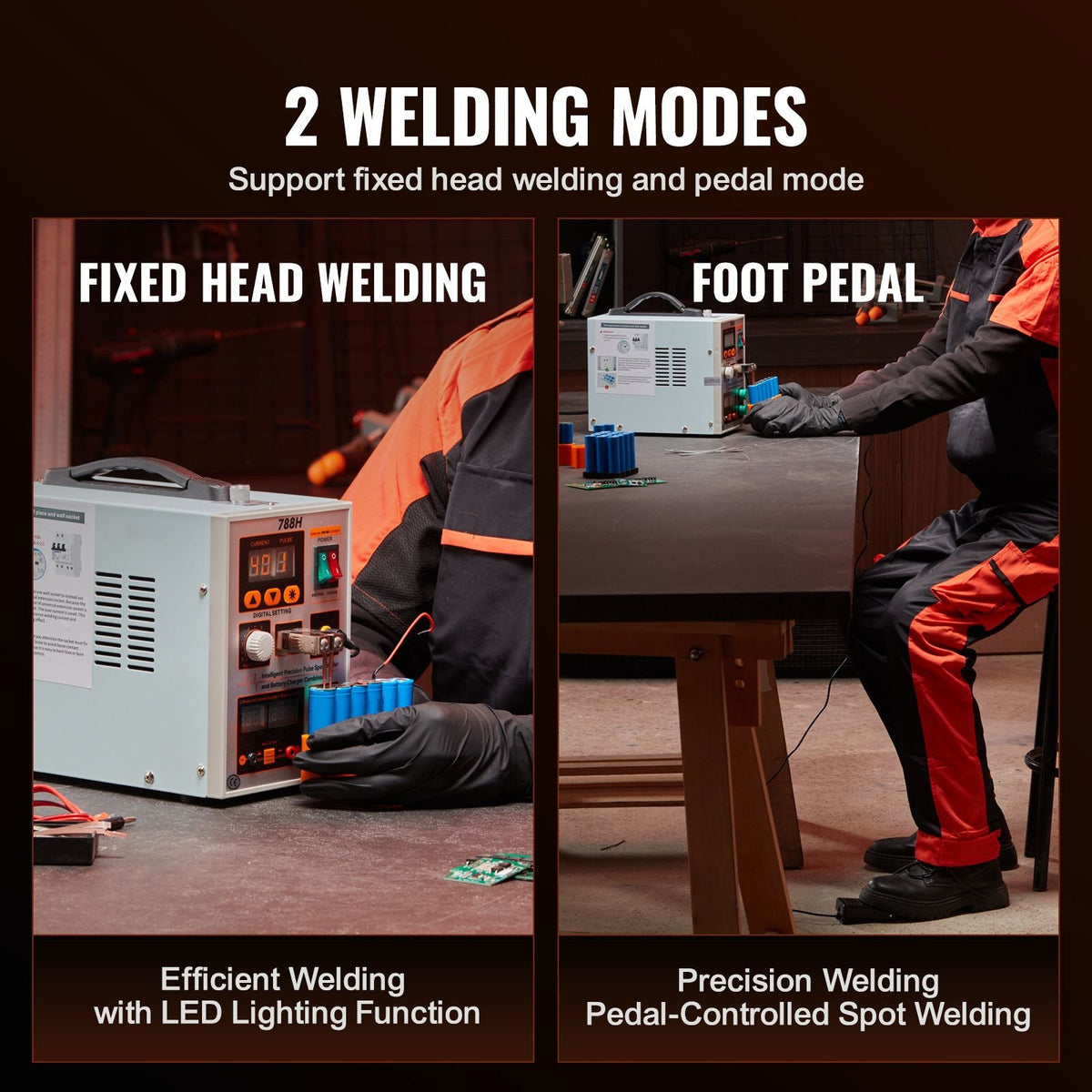Battery Spot Welder, 788H Pulse Spot Welder & Battery Charger, Portable High-Power Battery Welding Machine with 2 Welding Modes and LED Lighting for 0.15mm Pure Nickel, 18650 14500 Battery Packs