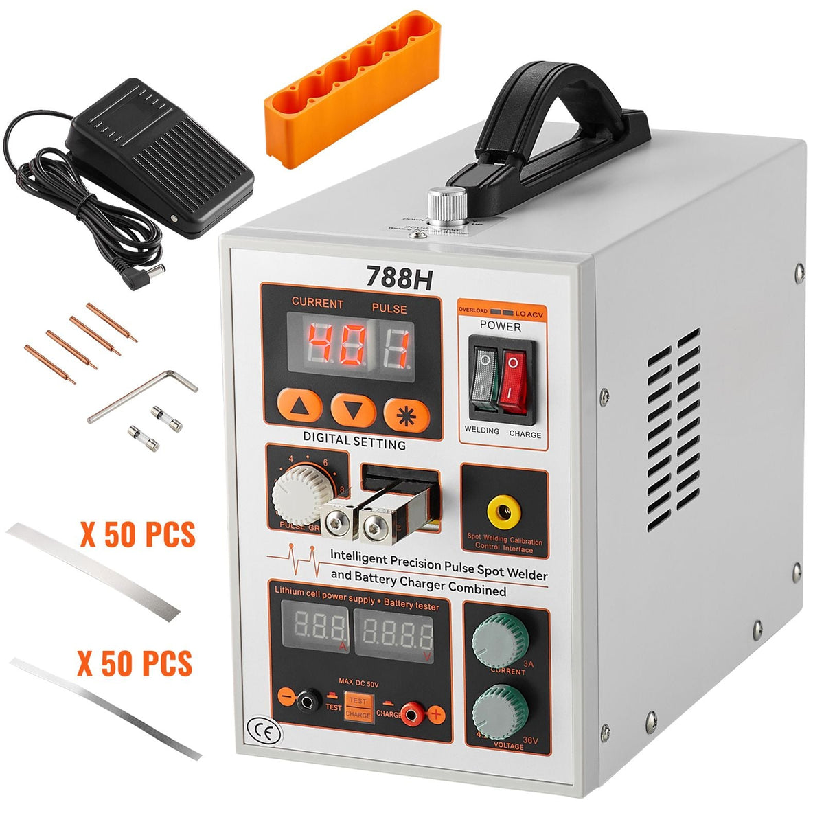 Battery Spot Welder, 788H Pulse Spot Welder & Battery Charger, Portable High-Power Battery Welding Machine with 2 Welding Modes and LED Lighting for 0.15mm Pure Nickel, 18650 14500 Battery Packs