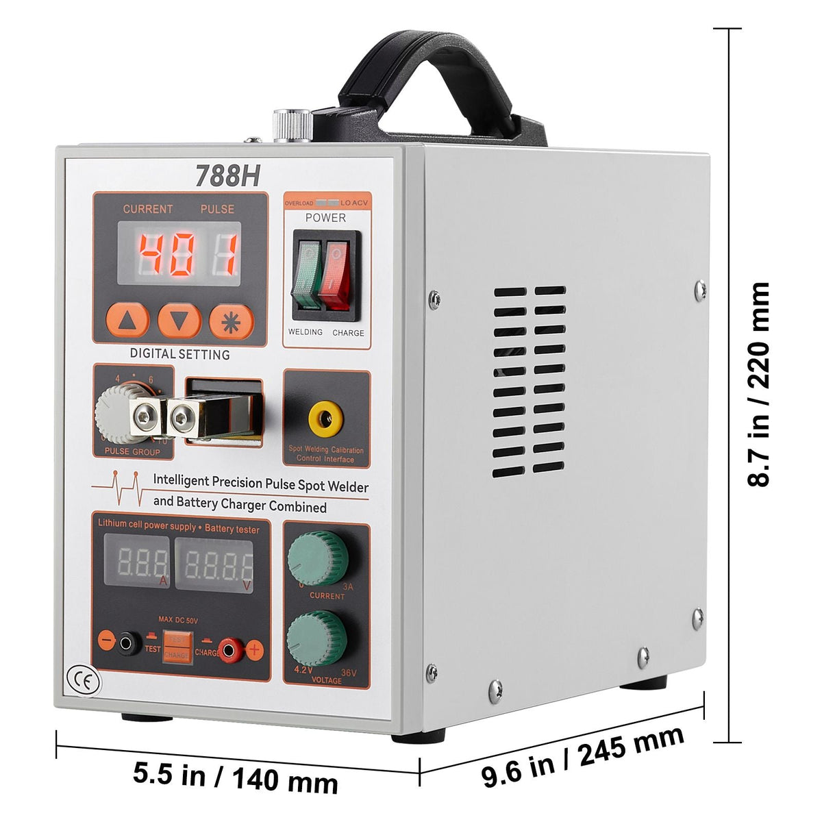 Battery Spot Welder, 788H Pulse Spot Welder & Battery Charger, Portable High-Power Battery Welding Machine with 2 Welding Modes and LED Lighting for 0.15mm Pure Nickel, 18650 14500 Battery Packs