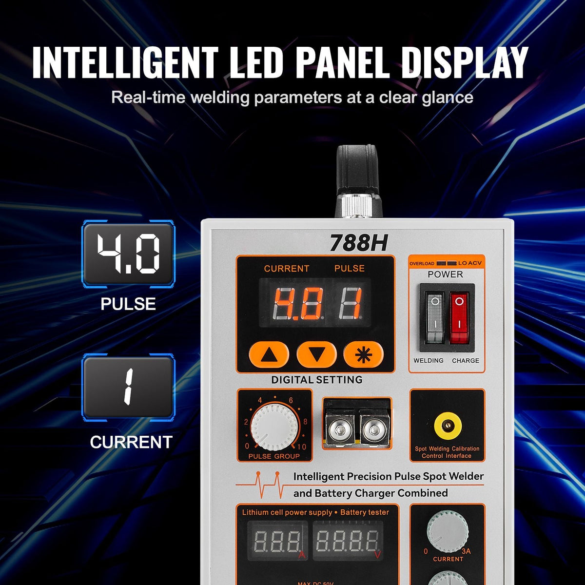 Battery Spot Welder, 788H Pulse Spot Welder & Battery Charger, Portable High-Power Battery Welding Machine with 2 Welding Modes and LED Lighting for 0.15mm Pure Nickel, 18650 14500 Battery Packs