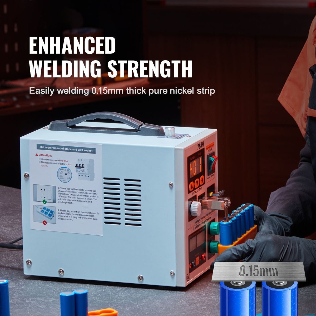 Battery Spot Welder, 788H Pulse Spot Welder & Battery Charger, Portable High-Power Battery Welding Machine with 2 Welding Modes and LED Lighting for 0.15mm Pure Nickel, 18650 14500 Battery Packs