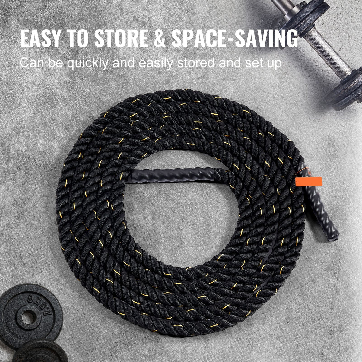 Battle Rope, 1.5 Inch Diameter 30Ft Length Polyester Exercise Rope, Battle Exercise Equipment, Heavy Weighted Rope for Home Gym Body Workout Core Strength Training Muscle Building Fitness