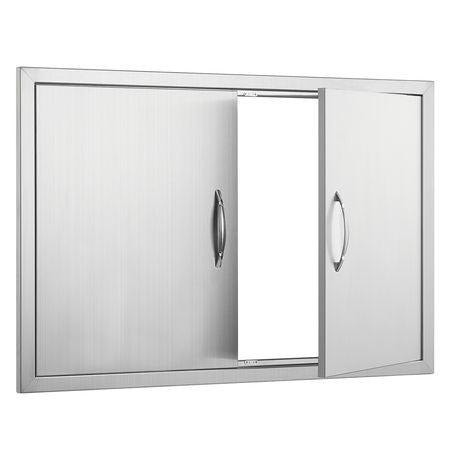 BBQ Access Door, 35W x 24H Inch Double Outdoor Kitchen Door, Stainless Steel Flush Mount Door, Wall Vertical Door with Handles, for BBQ Island, Grilling Station, Outside Cabinet