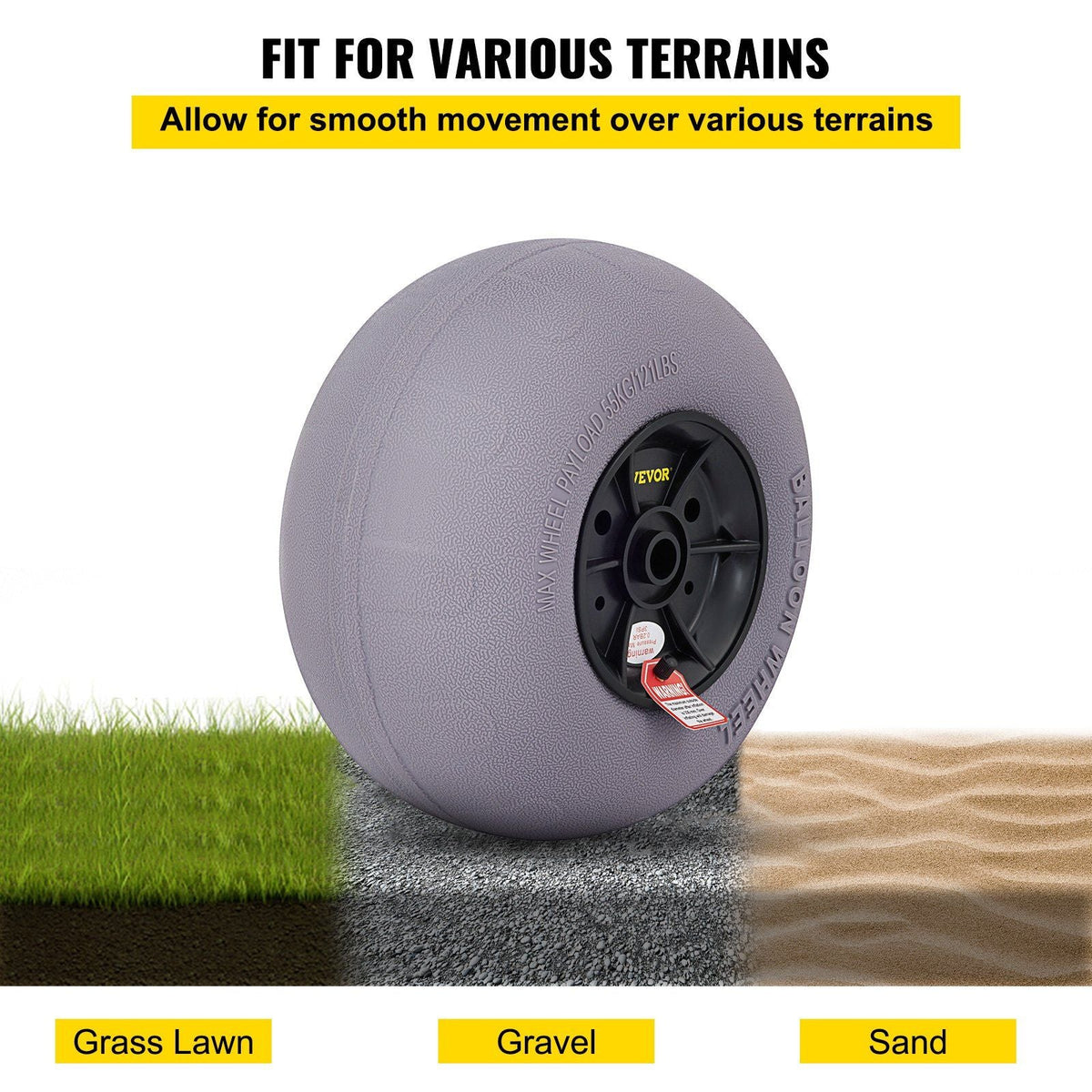 Beach Balloon Wheels, 13\" Replacement Sand Tires, TPU Cart Tires for Kayak Dolly, Canoe Cart and Buggy with Free Air Pump, 2-Pack