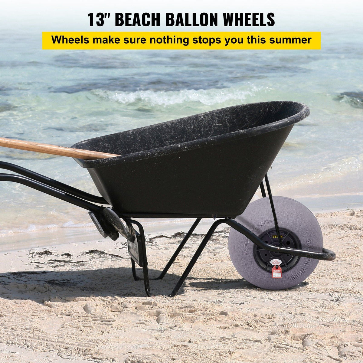 Beach Balloon Wheels, 13\" Replacement Sand Tires, TPU Cart Tires for Kayak Dolly, Canoe Cart and Buggy with Free Air Pump, 2-Pack