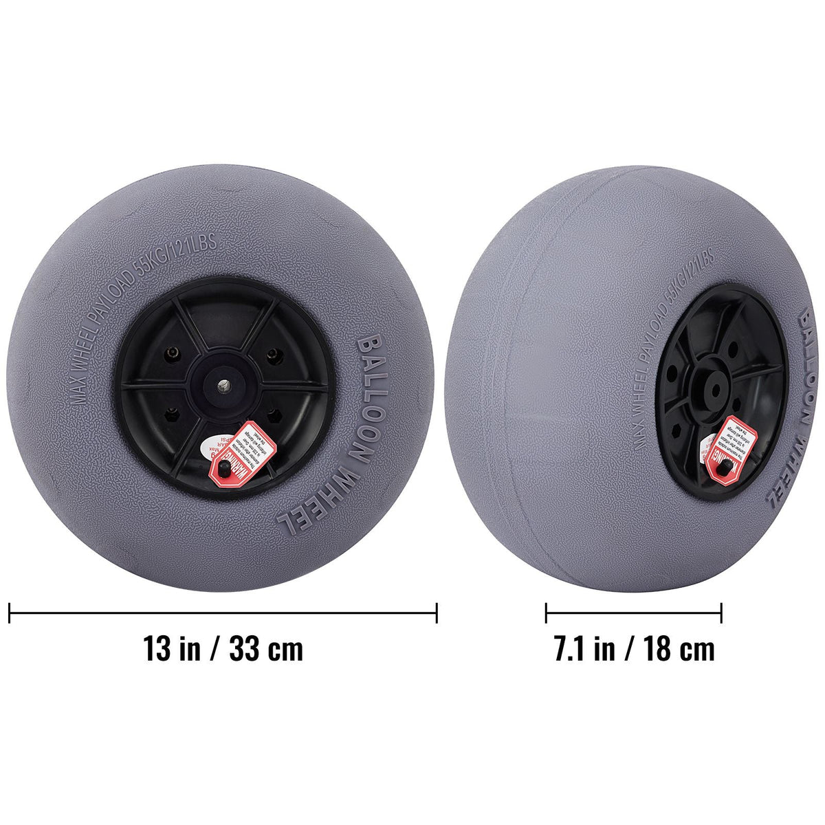 Beach Balloon Wheels, 13\" Replacement Sand Tires with 32\" Stainless Steel Axle, TPU Cart Tires for Kayak Dolly, Canoe Cart and Buggy with Free Air Pump, 2-Pack