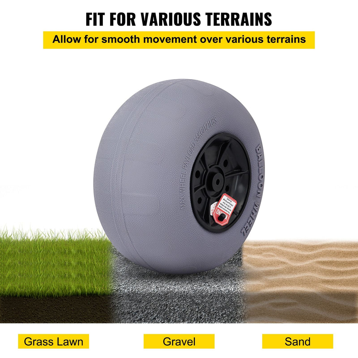 Beach Balloon Wheels, 13\" Replacement Sand Tires with 32\" Stainless Steel Axle, TPU Cart Tires for Kayak Dolly, Canoe Cart and Buggy with Free Air Pump, 2-Pack