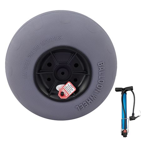Beach Balloon Wheels, 13\" Replacement Sand Tires with 32\" Stainless Steel Axle, TPU Cart Tires for Kayak Dolly, Canoe Cart and Buggy with Free Air Pump, 2-Pack