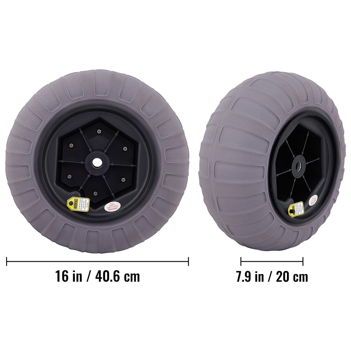 Beach Balloon Wheels, 16" Replacement Sand Tires, TPU Cart Tires for Kayak Dolly, Canoe Cart and Buggy with Free Air Pump, 2-Pack