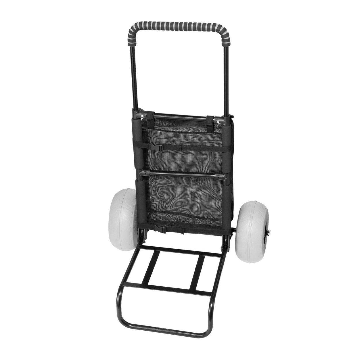 Beach Dolly with Big Wheels for Sand, 20.1" x 14.6" Cargo Deck, w/ 9" Balloon Wheels, 165LBS Loading Capacity Folding Sand Cart & 27.2" to 44.9" Adjustable Height, Heavy Duty Cart for Beach