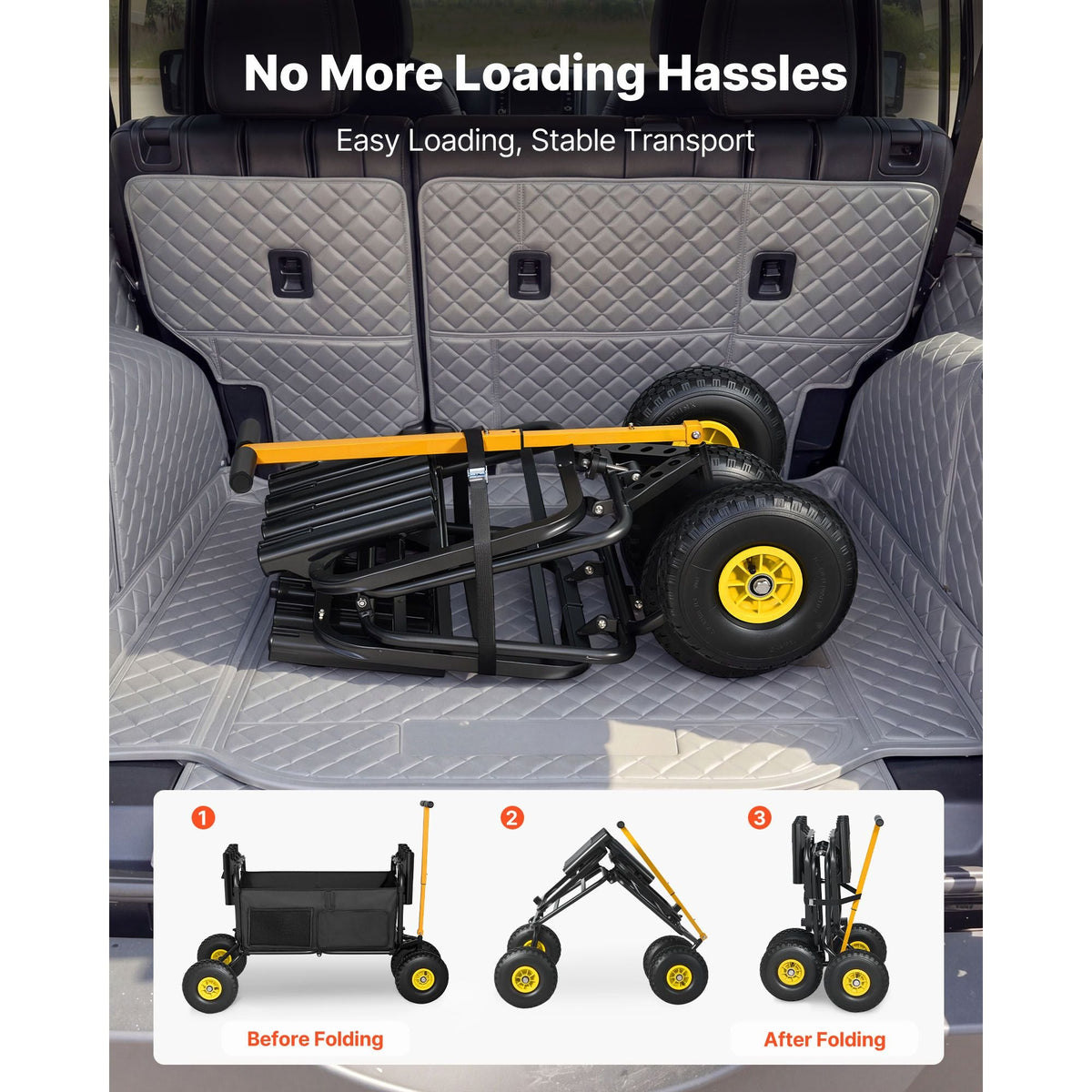 Beach Fishing Cart, 300 lbs Load Capacity, Foldable Fishing Cart with Heavy-Duty Carbon Steel Frame, 11-Inch All-Terrain Tires, 8 Rod Holders, Strap, Easy to Clean, for Outdoor Camping Picnic