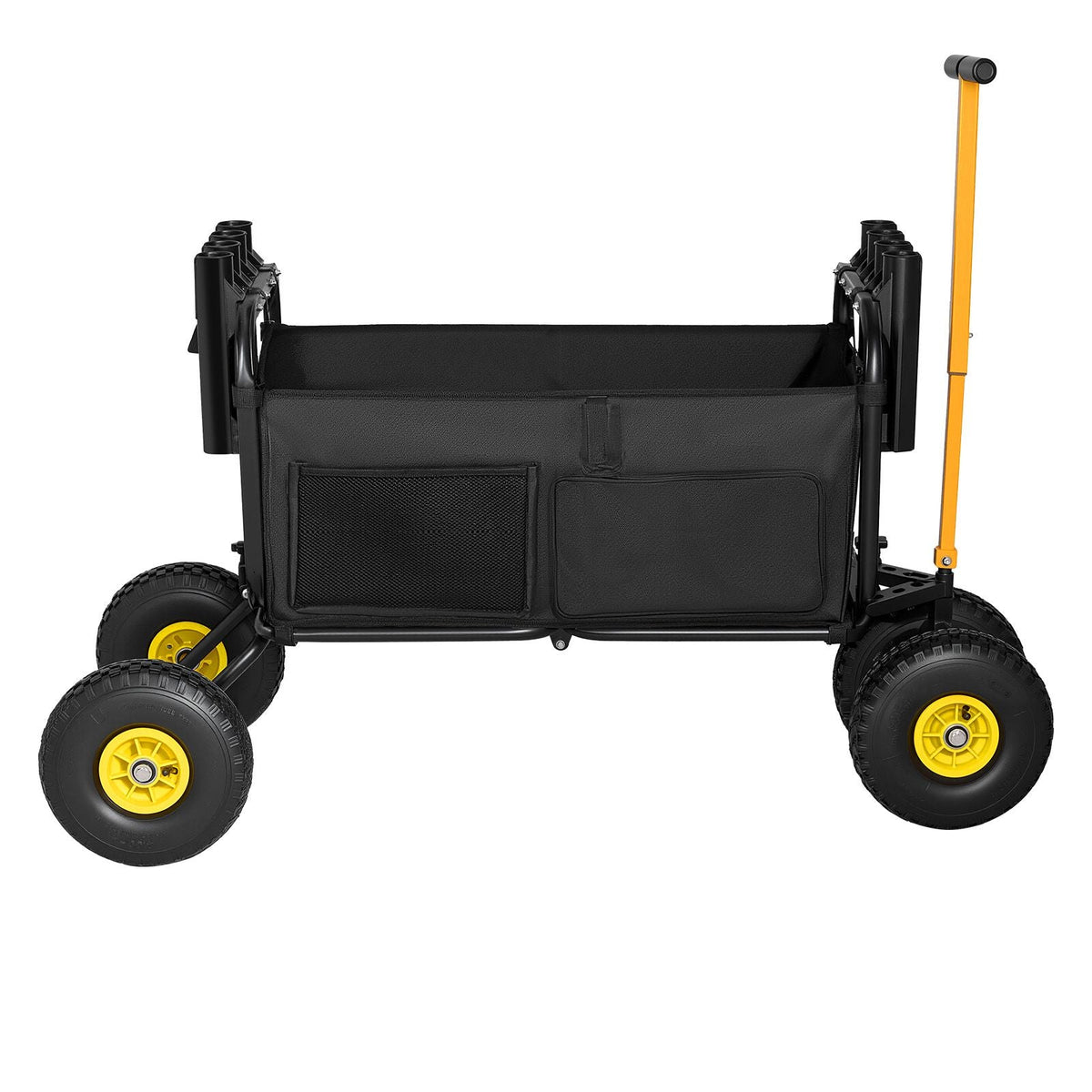 Beach Fishing Cart, 300 lbs Load Capacity, Foldable Fishing Cart with Heavy-Duty Carbon Steel Frame, 11-Inch All-Terrain Tires, 8 Rod Holders, Strap, Easy to Clean, for Outdoor Camping Picnic