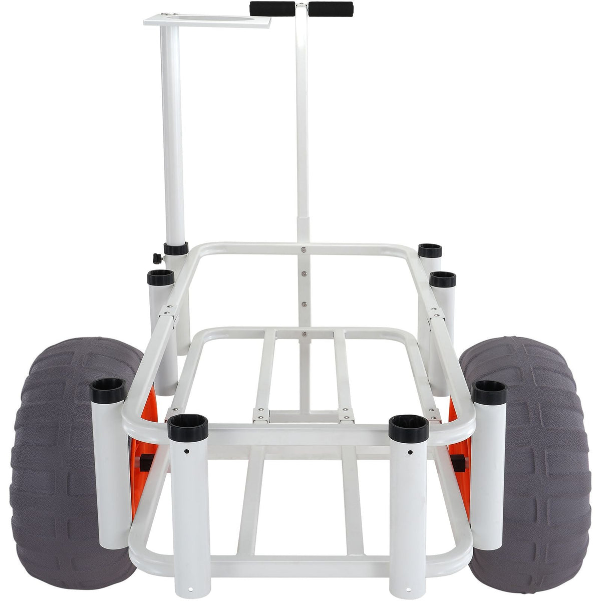 Beach Fishing Cart, 350 lbs Load Capacity, Fish and Marine Cart with Two 16" Big Wheels PU Balloon Tires for Sand, Heavy-Duty Aluminum Pier Wagon Trolley with 8 Rod Holders for Fishing, Picnic