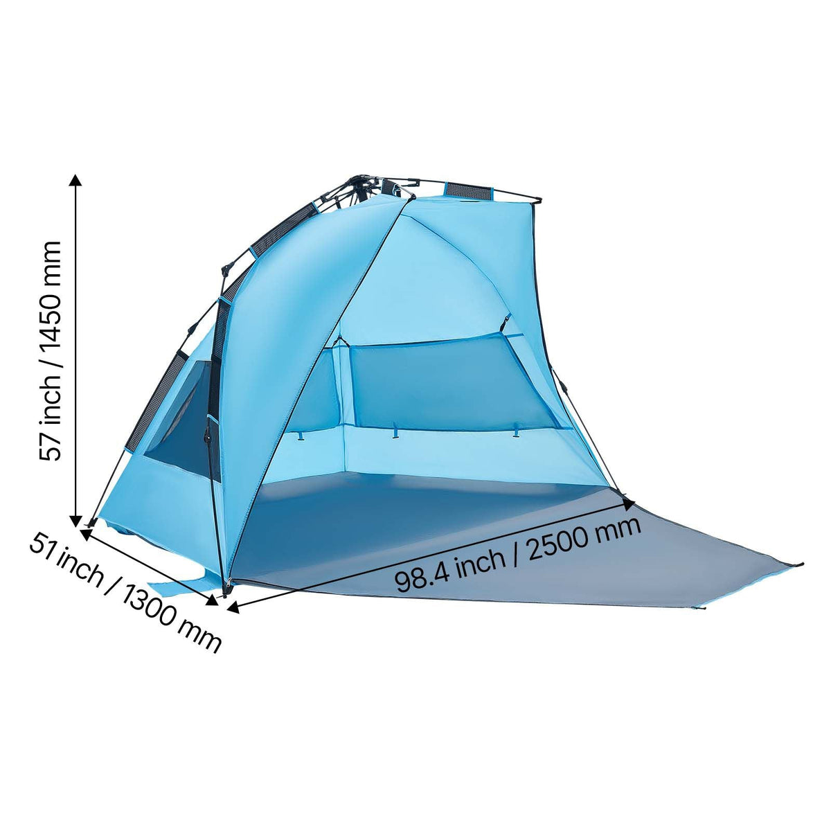 Beach Tent Sun Shelter for 4 Person, Pop Up Beach Tent UPF 50+ Protection, Portable Sun Shade Canopy with Carrying Bag and Sand Pockets, Easy Setup Umbrella for Camping Fishing Outdoor Picnic
