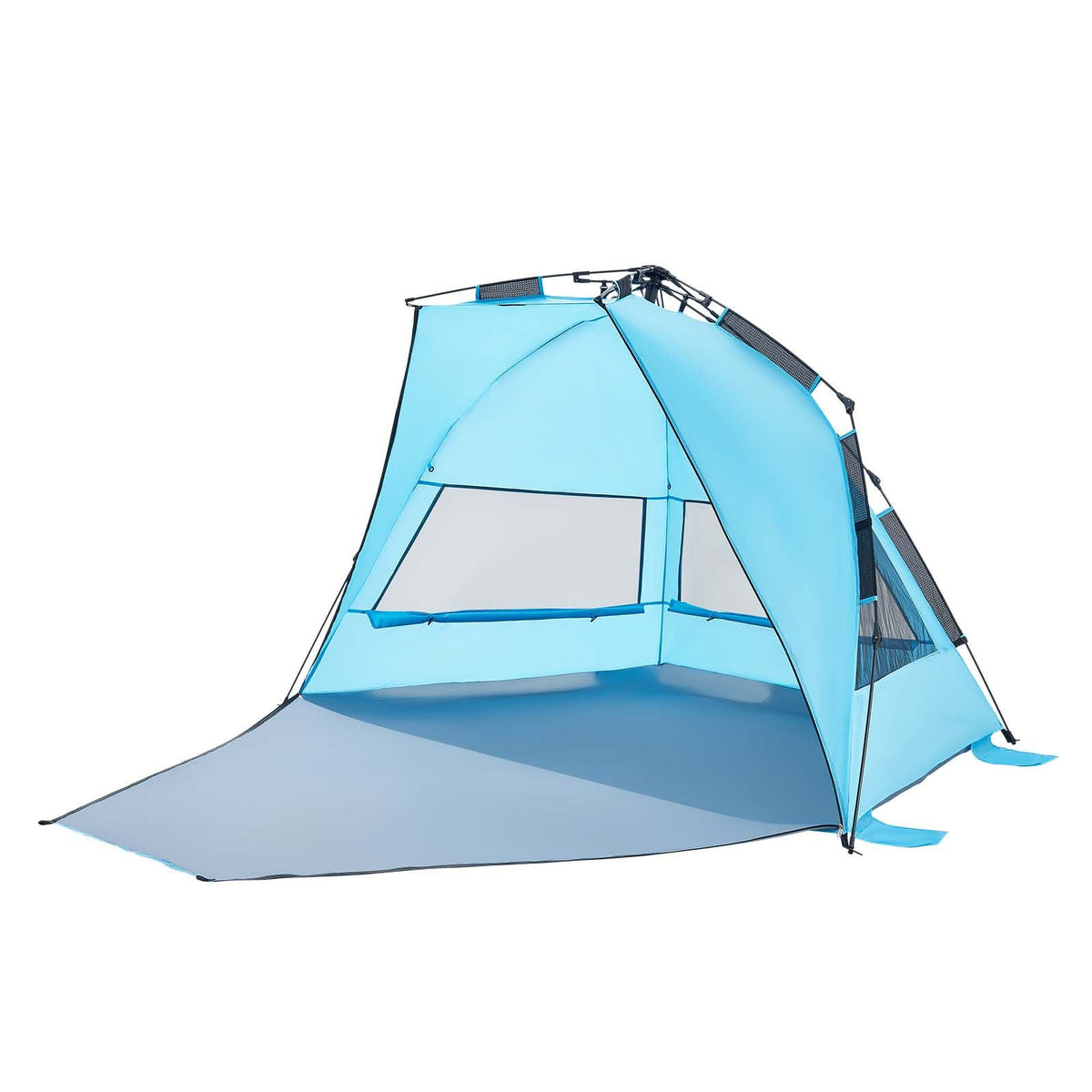 Beach Tent Sun Shelter for 4 Person, Pop Up Beach Tent UPF 50+ Protection, Portable Sun Shade Canopy with Carrying Bag and Sand Pockets, Easy Setup Umbrella for Camping Fishing Outdoor Picnic