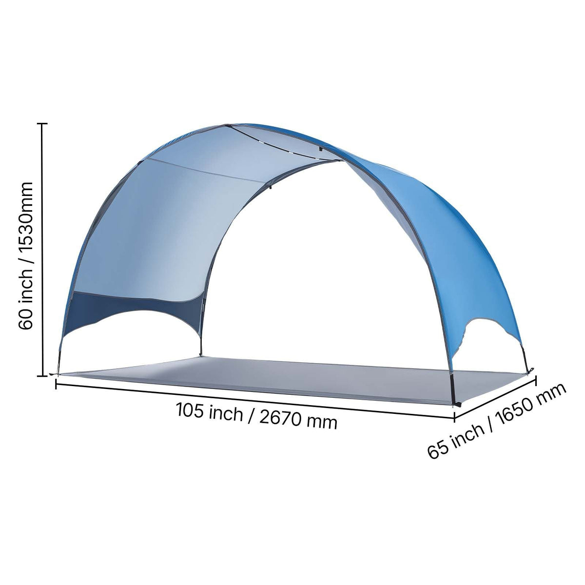 Beach Tent Sun Shelter for 4 Person, UPF 50+ Protection, Portable Sun Shade Canopy with Carrying Bag & Ground Stakes, Lightweight and Easy Setup Beach Umbrella for Camping Fishing Outdoor Picnic