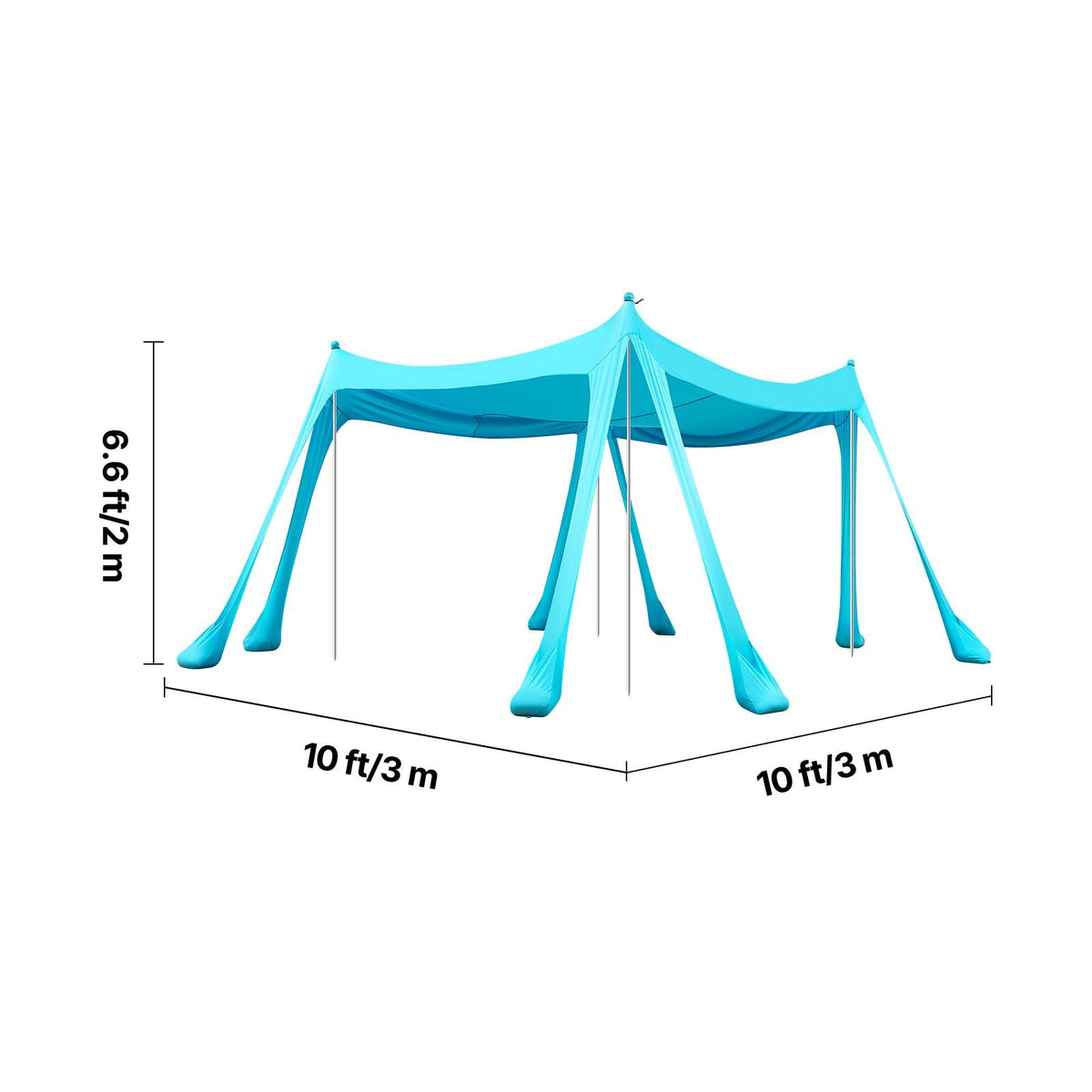 Beach Tent Sun Shelter, UPF50+ Sun Protection, 6.6 ft Tall, 10 x 10 ft, Easy Pop Up Beach Canopy with Sandbags, Stability Poles, Sand Shovels, Portable Shade for Family, Camping, Fishing, Green