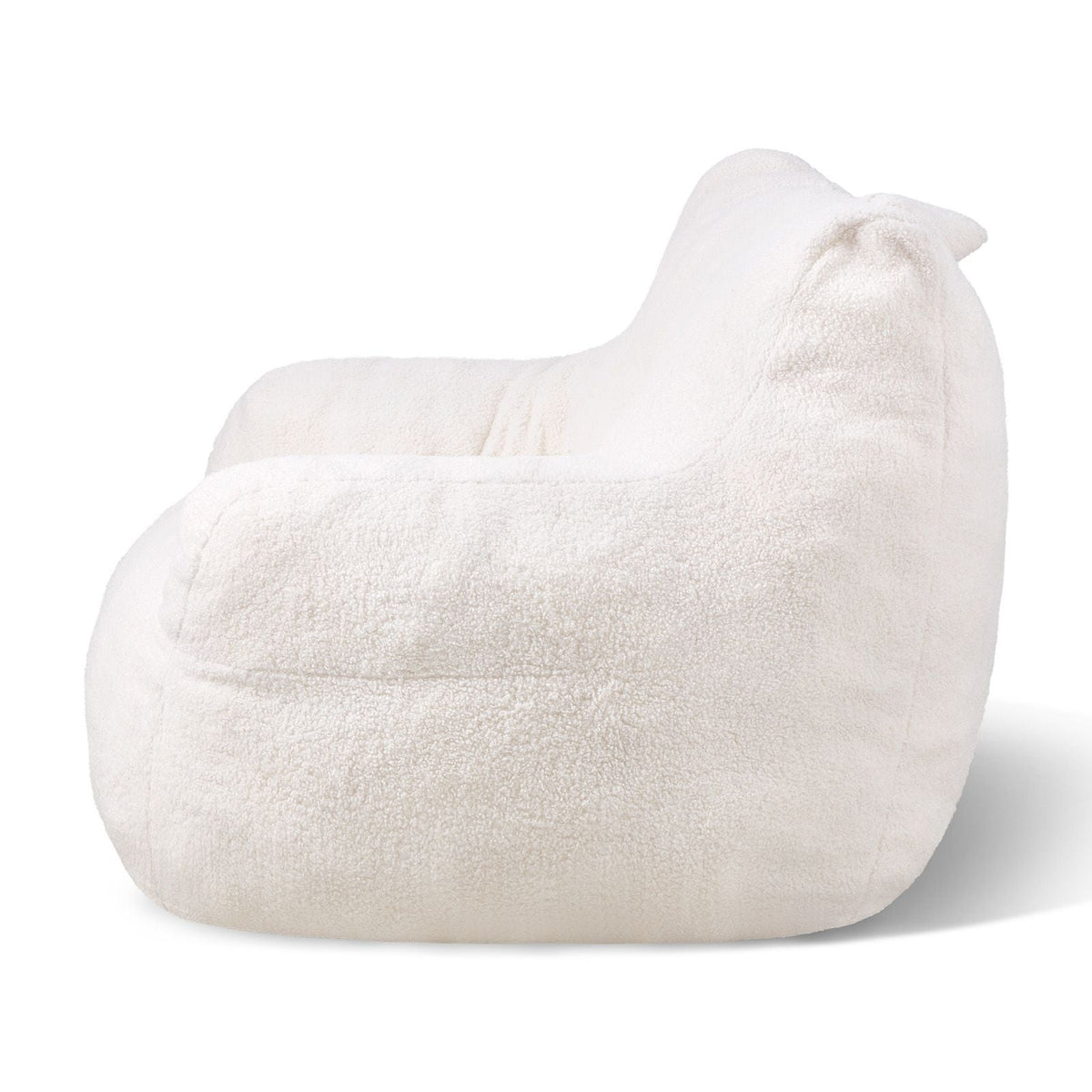 Bean Bag Chair, 3 feet Bean Bag Chair with Soft Armrests and Storage Pocket, 25D Memory Foam Filled with Soft Teddy Velvet Cover, Bean Bag for Bedroom or Playroom, White