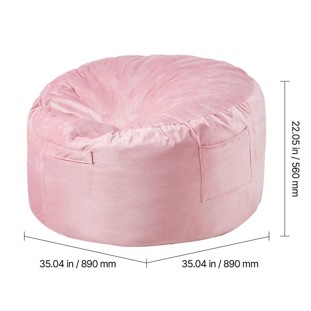 Bean Bag Chair, 3 feet Round Bean Bag Chair with Removable and Washable Cover, 25D Memory Foam Filled with Soft and Smooth Dutch Velvet, Bean Bag for Bedroom or Playroom, Pink