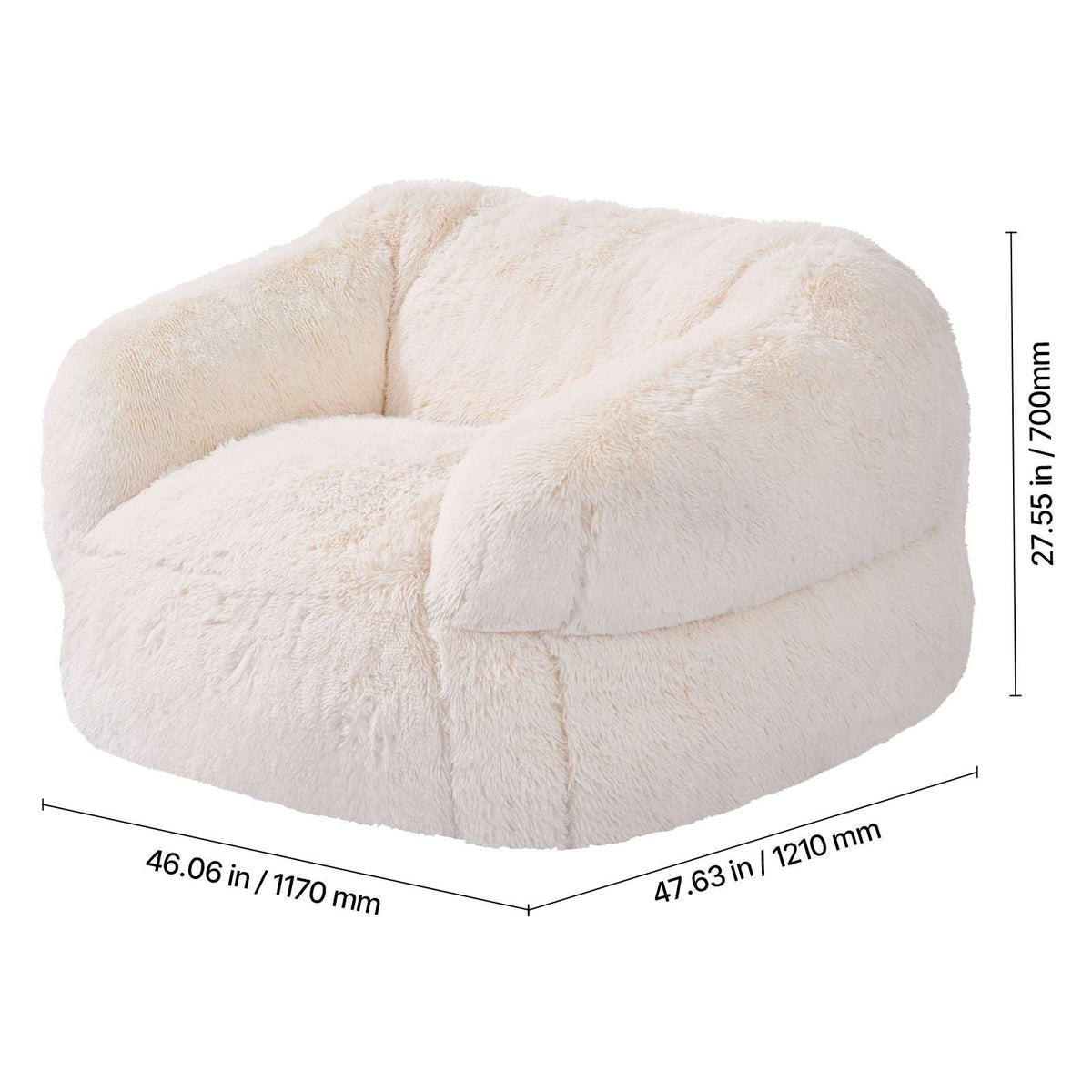 Bean Bag Chair, BeanBag Sofa Chair with Armrests for Adults, Fluffy Plush & High-Density Foam Filling Adult Bean Bag with Zapper, Comfy Lazy Sofa Chair Ideal for Living Room, Bedroom, Beige