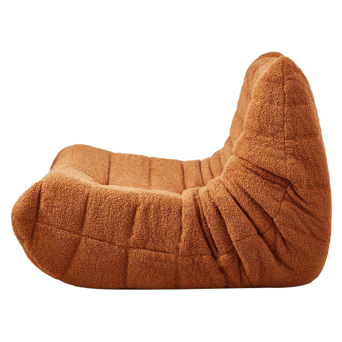 Bean Bag Chair, L-Shaped Bean Bag Chair with Soft Armrests and Storage Pocket, 25D Memory Foam Filled with Soft Teddy Velvet Cover, Bean Bag for Bedroom or Playroom, Brown