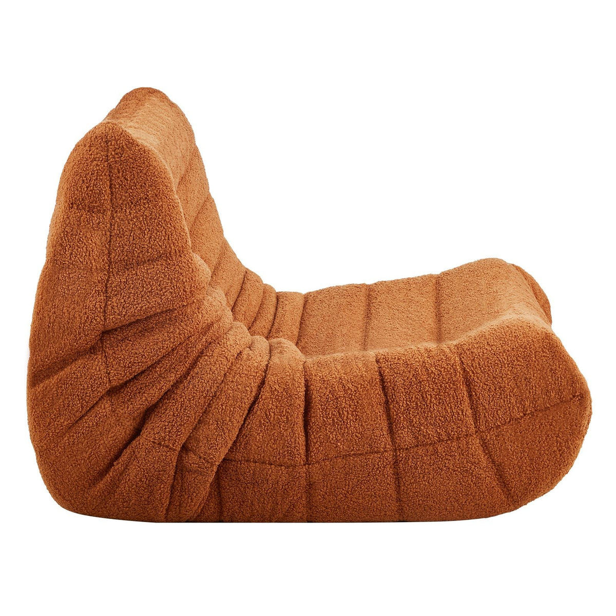 Bean Bag Chair, L-Shaped Bean Bag Chair with Soft Armrests and Storage Pocket, 25D Memory Foam Filled with Soft Teddy Velvet Cover, Bean Bag for Bedroom or Playroom, Brown