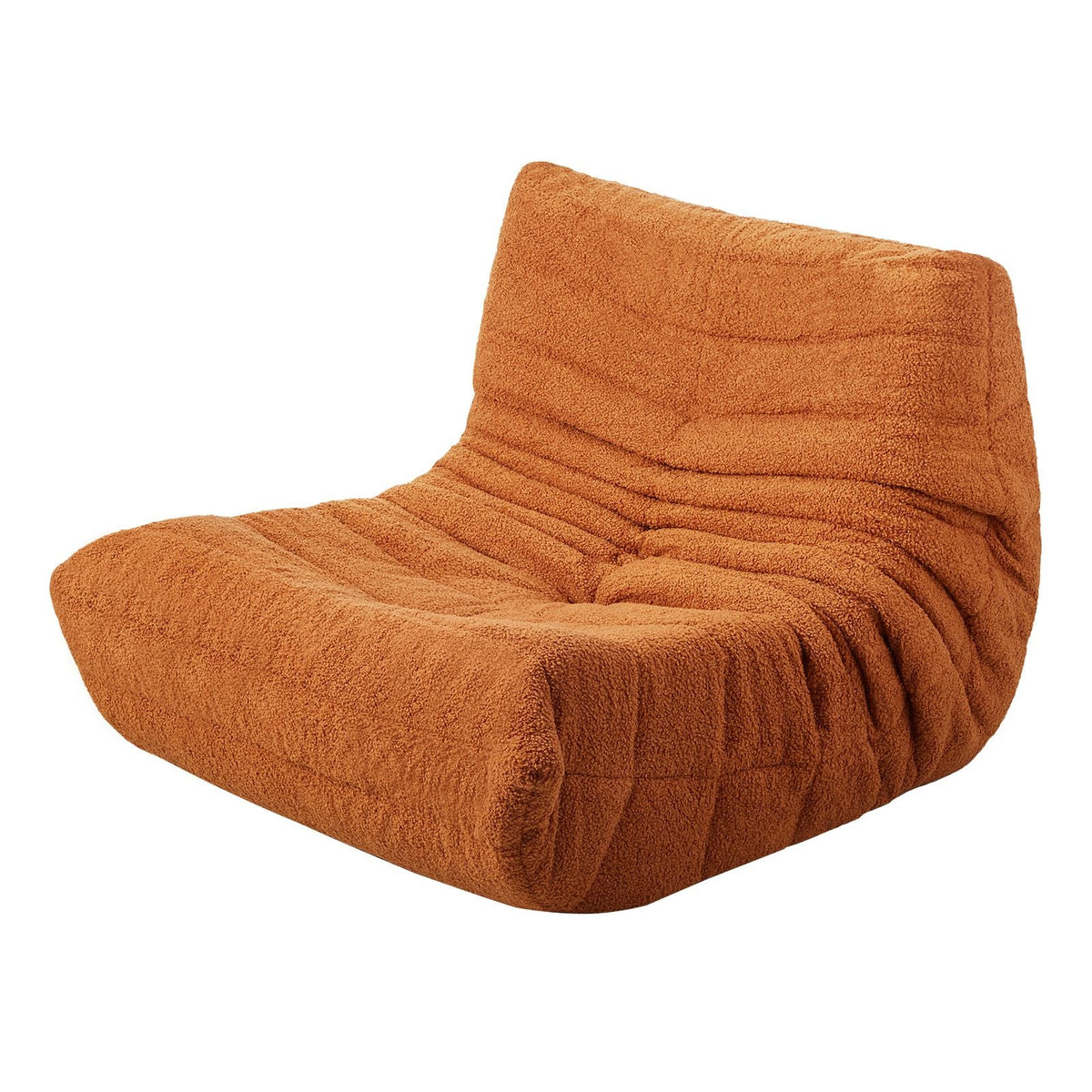 Bean Bag Chair, L-Shaped Bean Bag Chair with Soft Armrests and Storage Pocket, 25D Memory Foam Filled with Soft Teddy Velvet Cover, Bean Bag for Bedroom or Playroom, Brown