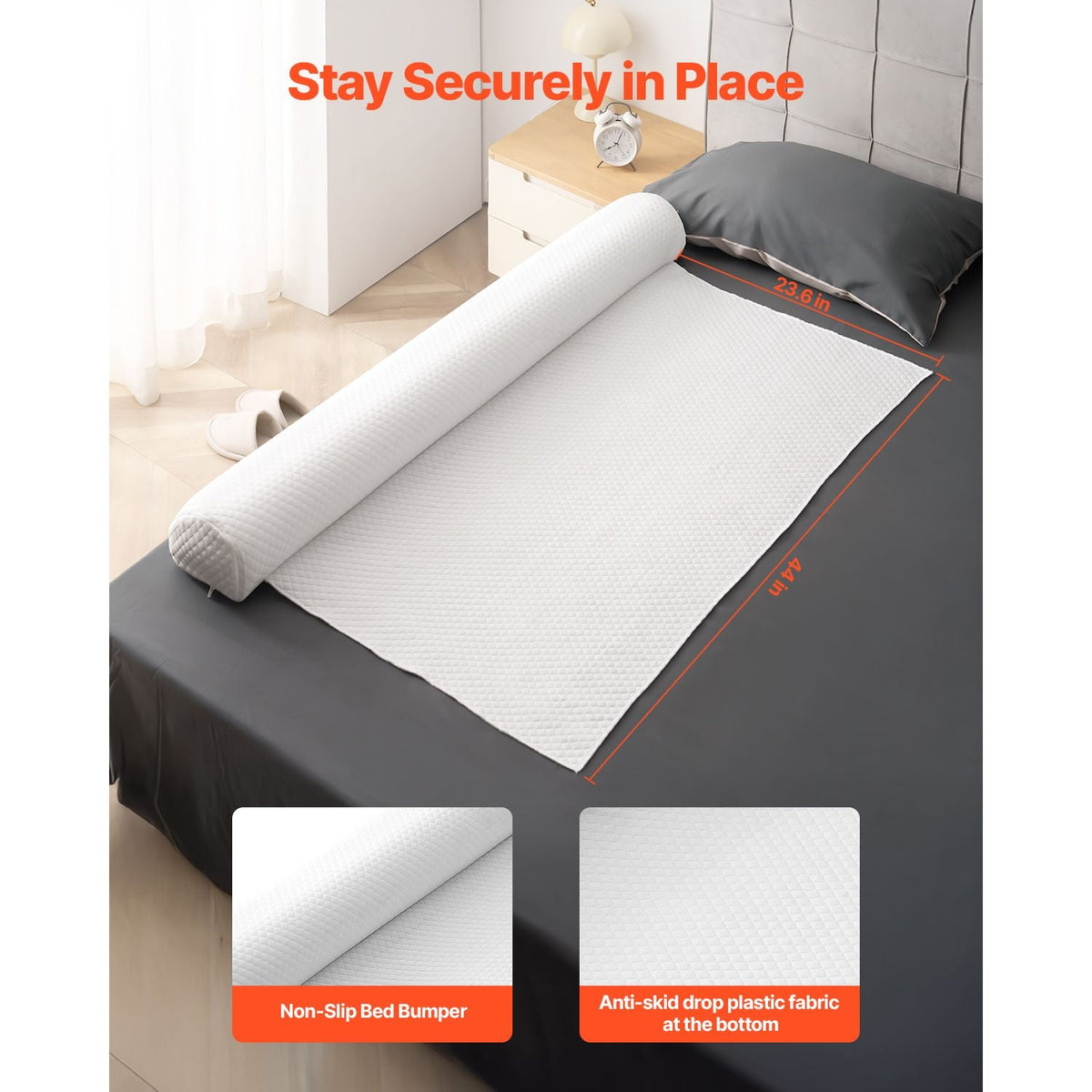 Bed Bumper for Toddlers, 52-inch Inflatable Bed Guard Rail with Safety Flap, 2-Pack Toddler Bedrail Bumpers with Non-Slip Bottom & Machine-Washable Cover for Twin, Full, Queen and King Beds