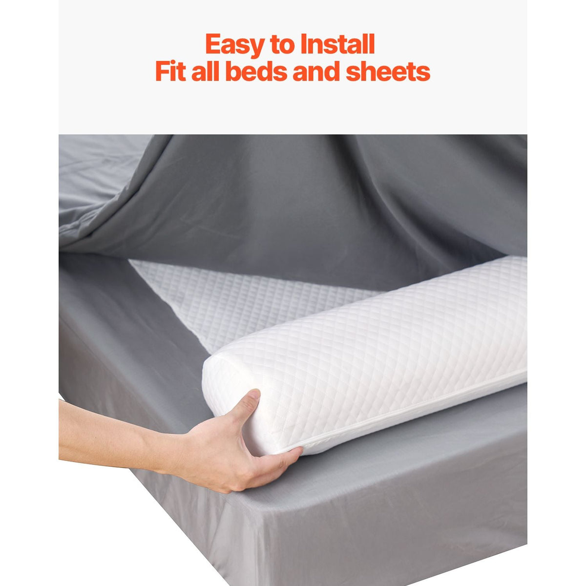Bed Bumper for Toddlers, 52-inch Non-Slip Bed Guard Rail with Safety Flap, High-Rebound Foam Toddler Bedrail Bumper with Machine-Washable Cover for Twin, Full, Queen & King Beds (1 Pack)