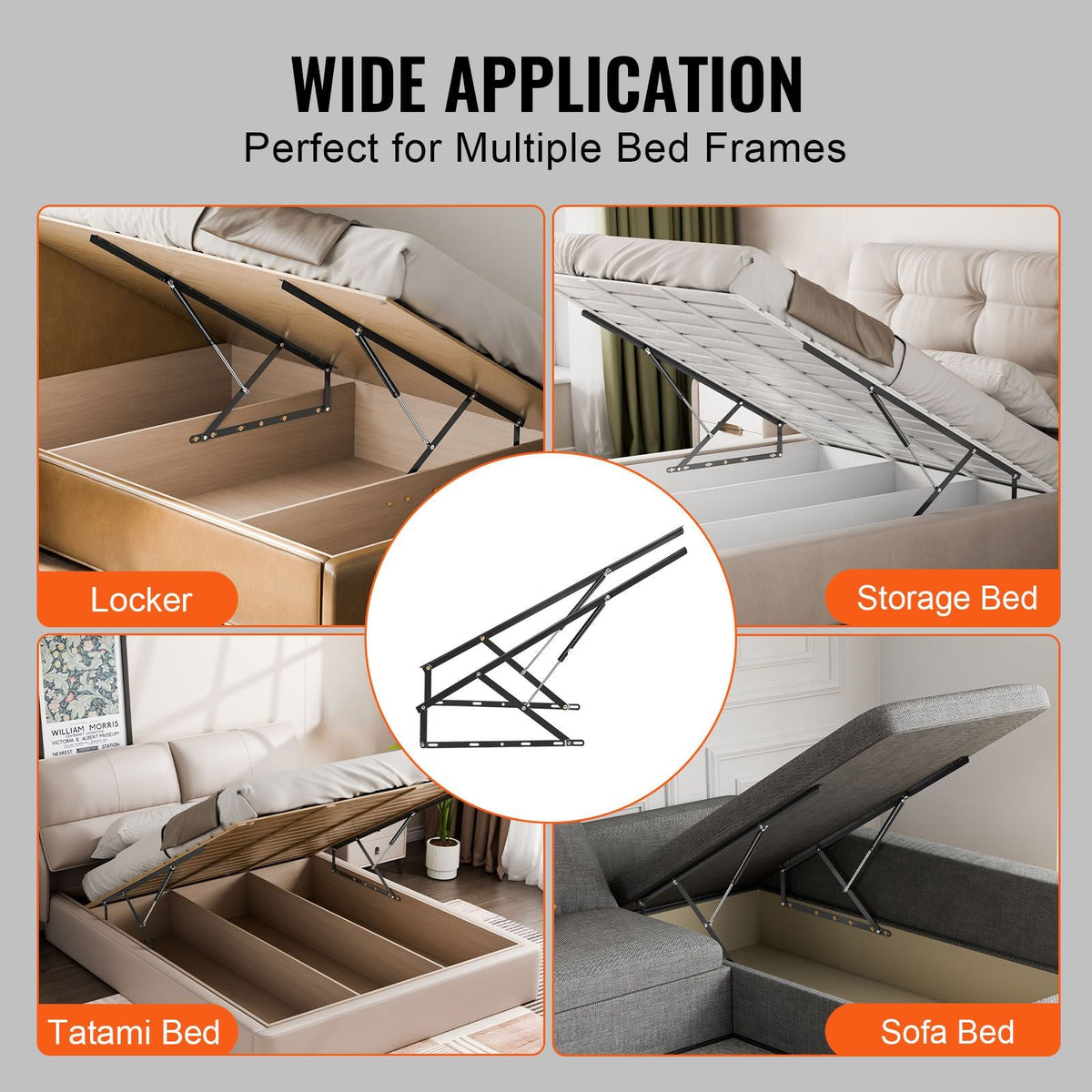 Bed Lift, 59x71 in Compatible Bed Size 154 lbs Load Bearing, DIY Wall Bed Mechanical Hardware Kit Vertical Deluxe, Pneumatic Lever Heavy Duty Bed Support, Folding Wall Bed for Guestroom