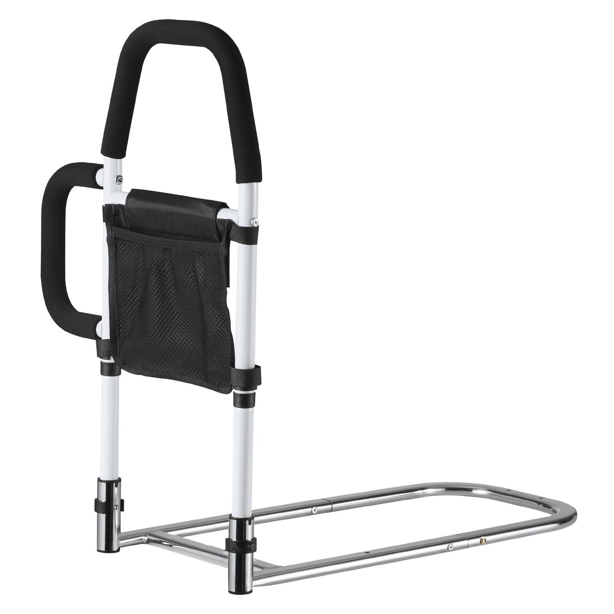Bed Rail for Elderly, Bedside Assist Rails with Side Handle and PU Handrail, Adjustable Height Carbon Steel Pipe Bedside Cane, Bed Bars for Seniors & Patients, Fits King, Queen, Full, Twin