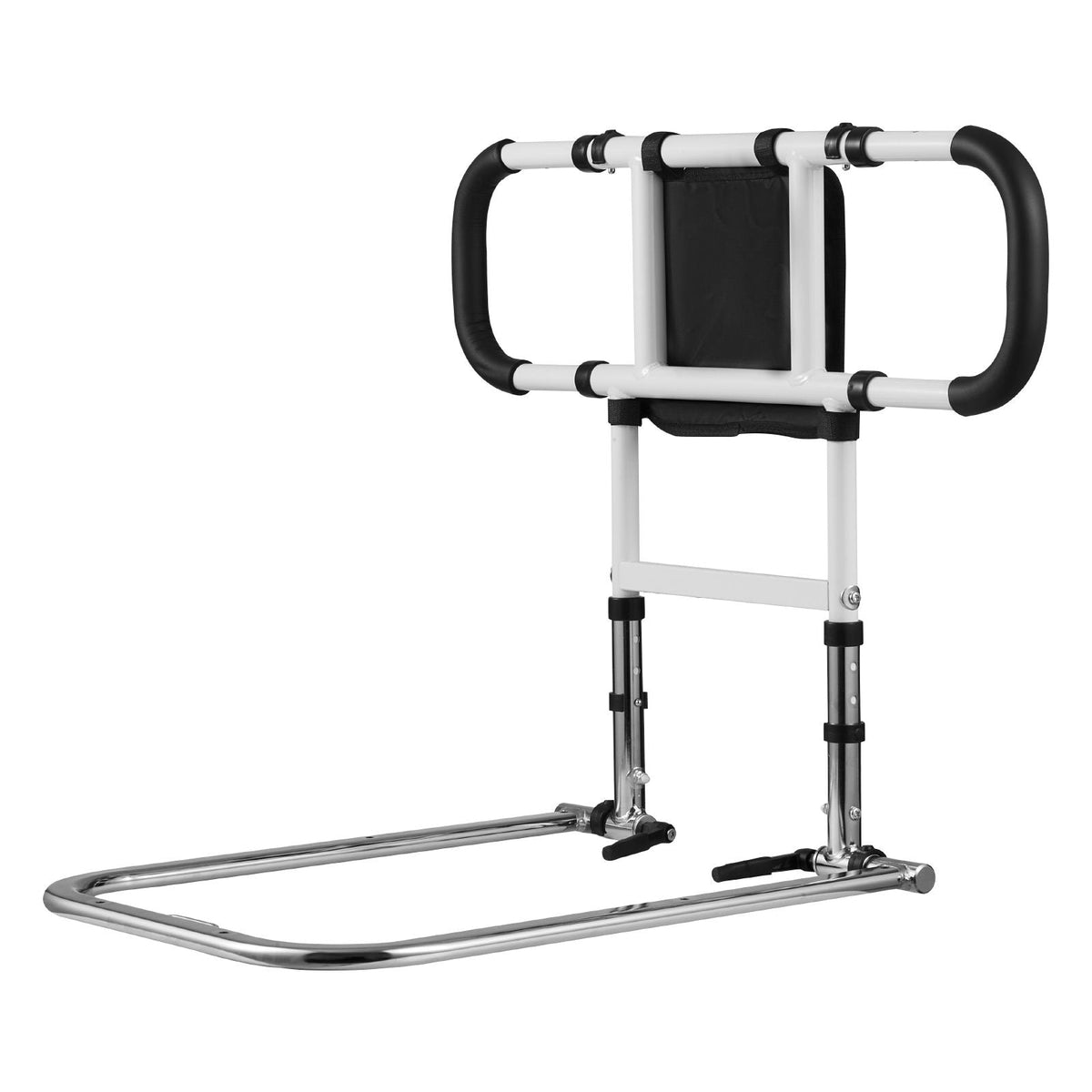 Bed Rail for Elderly, Foldable & Extendable Bedside Assist Rail with Side Handles & PU Handrail, Adjustable Height Carbon Steel Pipe Bedside Cane, Senior Bed Bar Fits King, Queen, Full, Twin