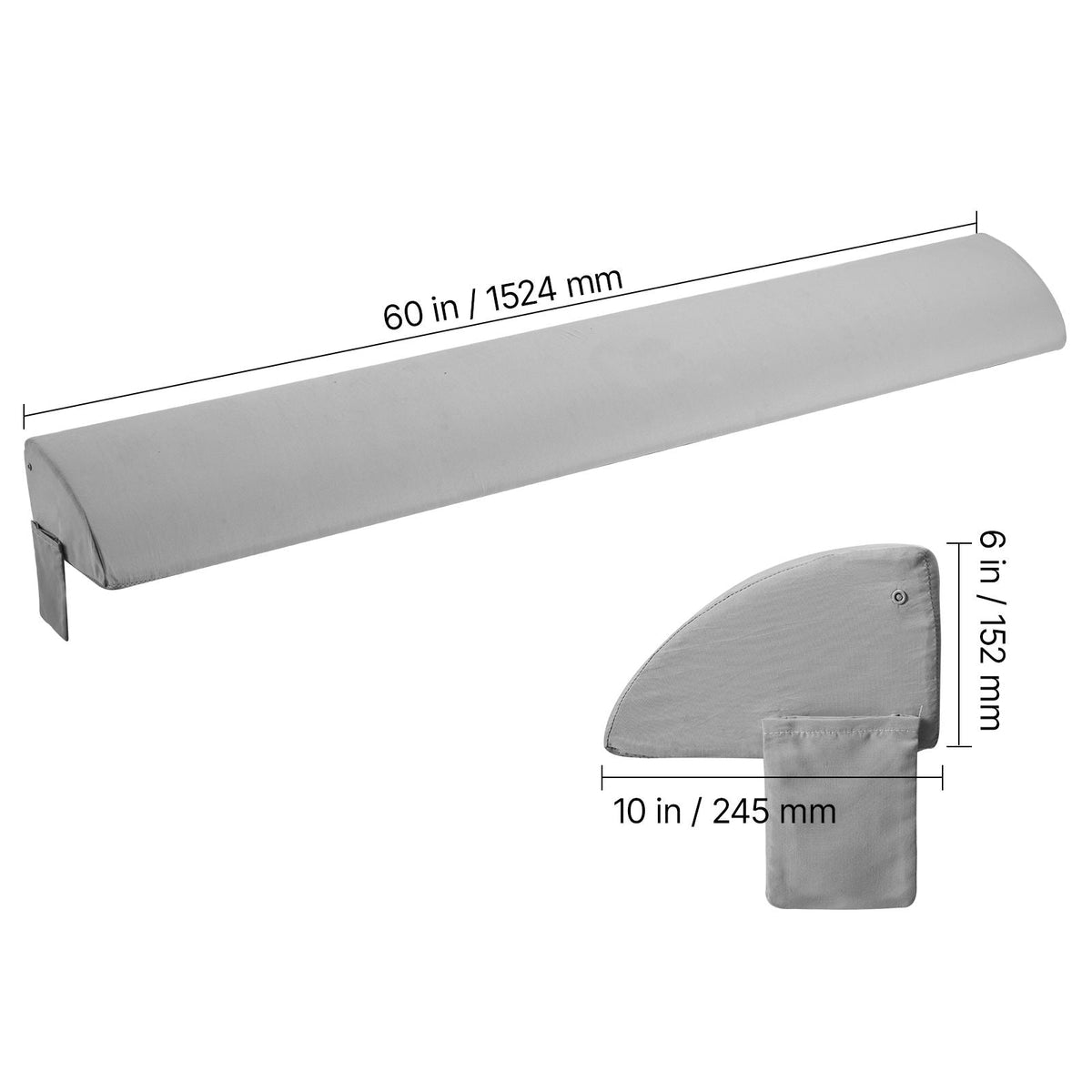Bed Wedge Pillow for Headboard, King Size, 72"x10"x6" Bed Gap Filler, Fill 0-7" Gap Between Headboard and Mattress, 25D Foam Mattress Wedge Headboard Pillow with Side Pocket, for Backrest, Gray