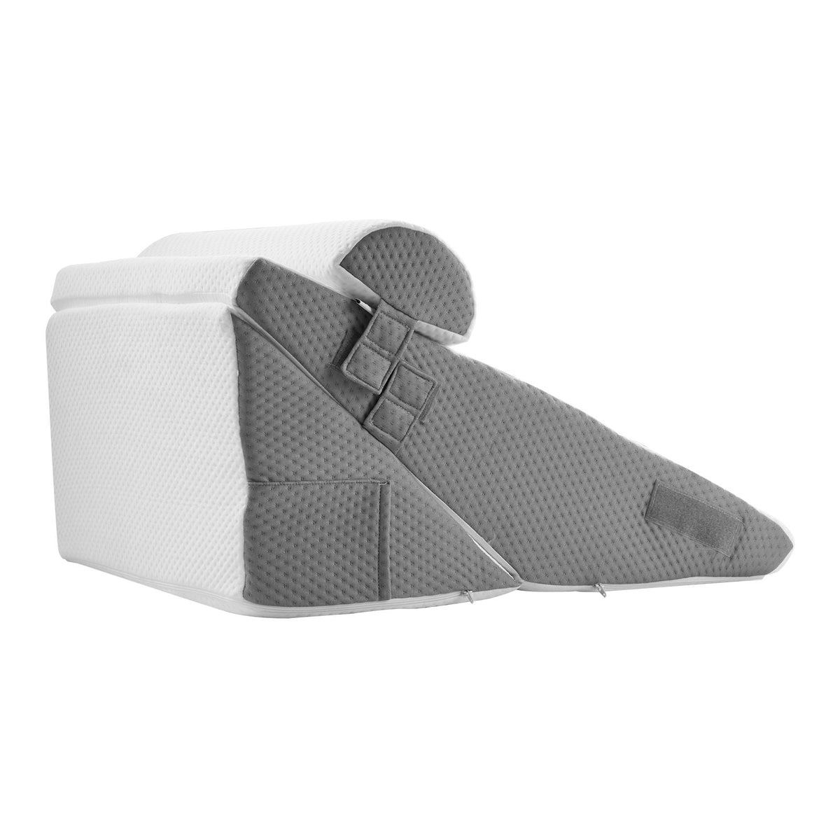 Bed Wedge Pillow for Sleeping, 3 Pcs Adjustable Orthopedic Bed Wedge Set, with Jacquard Washable Cover & Foam Support, Post Surgery Pillow for Acid Reflux Back Pain Snoring Relief, White/Grey