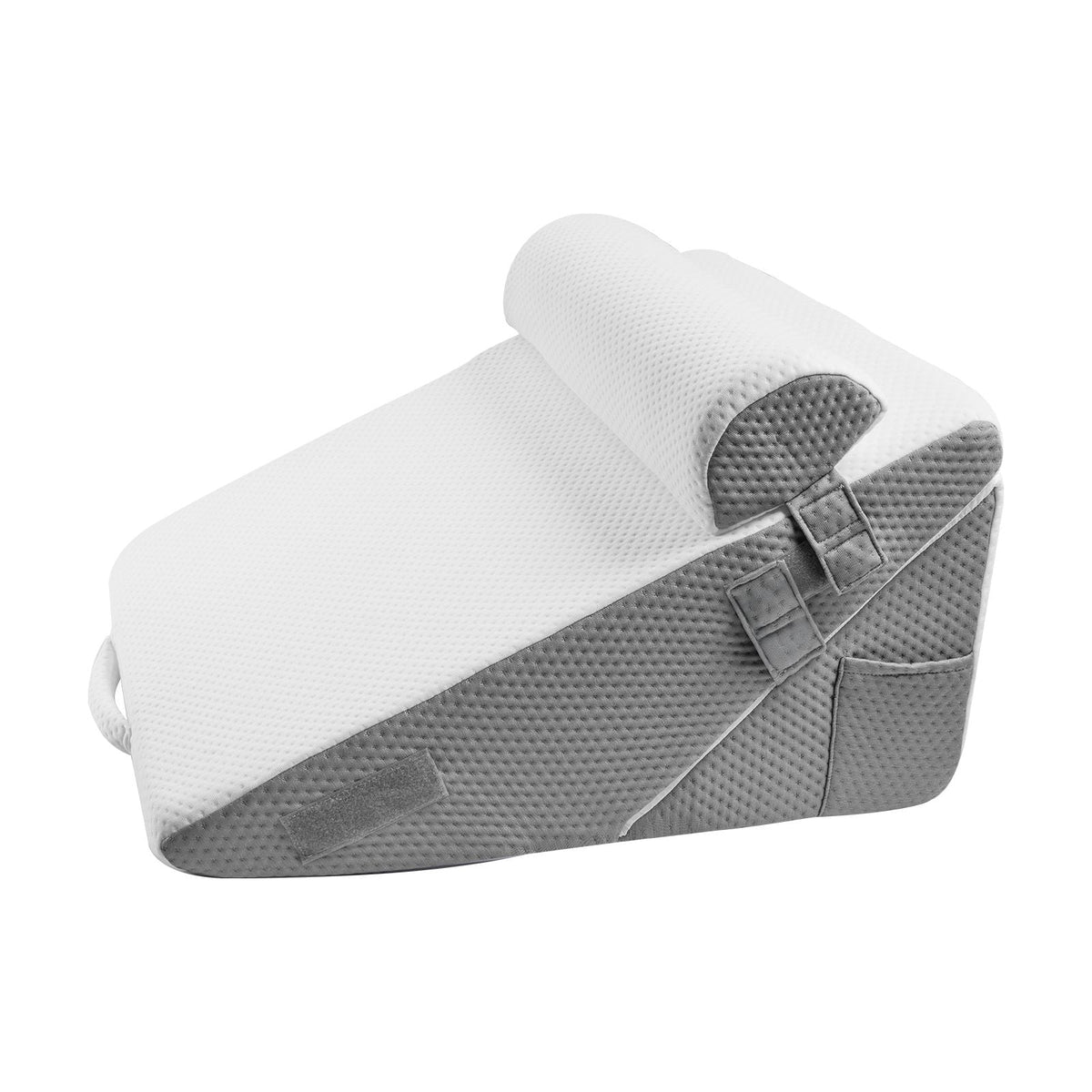 Bed Wedge Pillow for Sleeping, 3 Pcs Adjustable Orthopedic Bed Wedge Set, with Jacquard Washable Cover & Foam Support, Post Surgery Pillow for Acid Reflux Back Pain Snoring Relief, White/Grey
