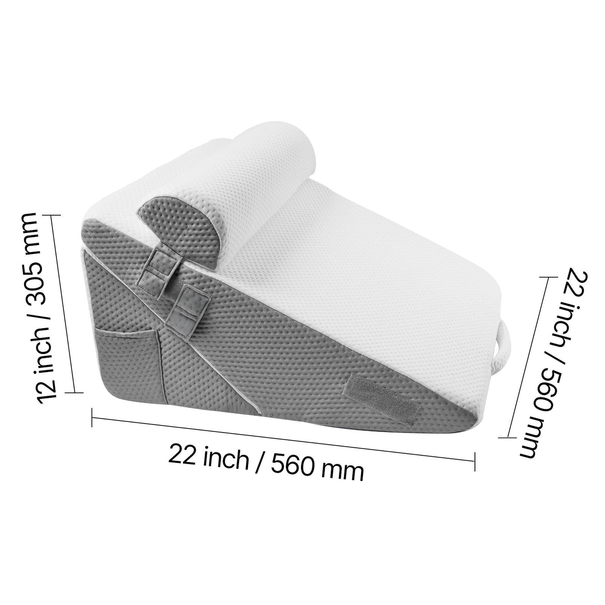 Bed Wedge Pillow for Sleeping, 3 Pcs Adjustable Orthopedic Bed Wedge Set, with Jacquard Washable Cover & Foam Support, Post Surgery Pillow for Acid Reflux Back Pain Snoring Relief, White/Grey