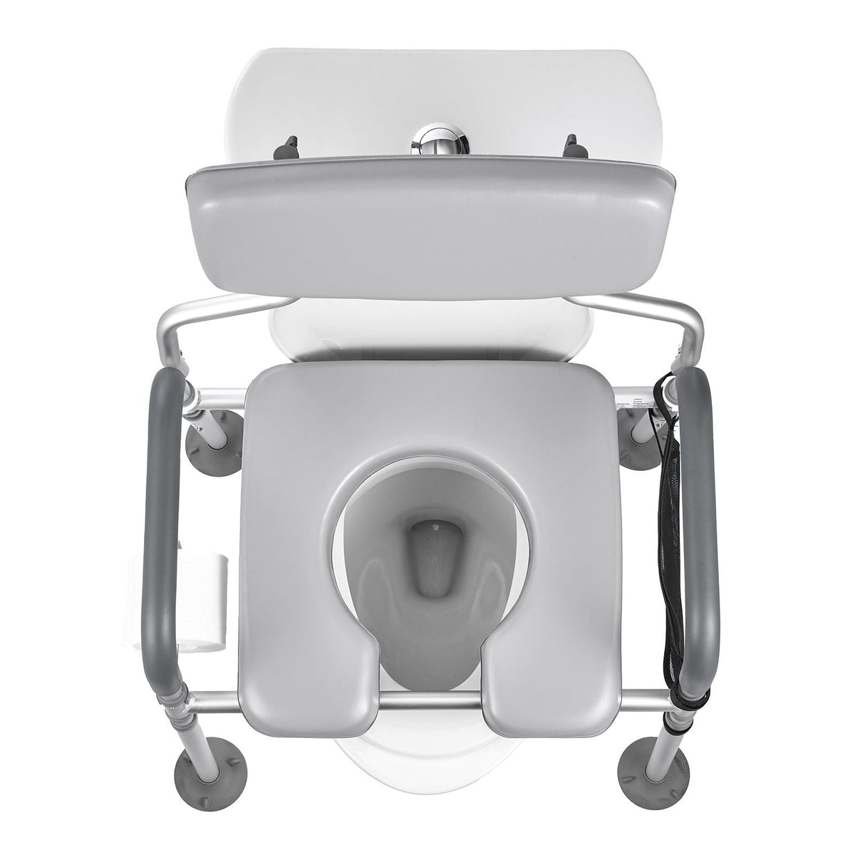 Bedside Commode Chair, 500 lbs Capacity, 4-in-1 Portable Toilet and Raised Toilet Seat with Padded Seat & Backrest, Detachable 5L Bucket, Adjustable Height & Width Adult Potty Chair for Seniors