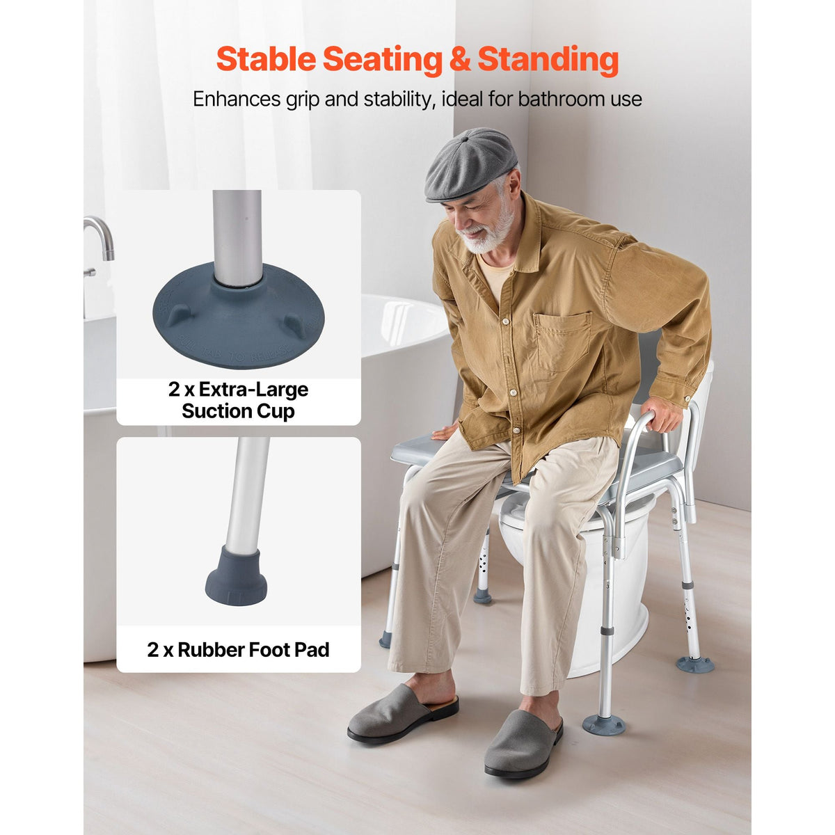 Bedside Commode Chair, 500 lbs Weight Capacity, 4-in-1 Portable Toilet and Raised Toilet Seat with Padded Seat and Backrest, Detachable 5L Bucket, Adjustable Height Adult Potty Chair for Seniors