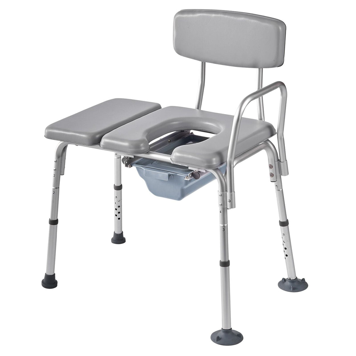 Bedside Commode Chair, 500 lbs Weight Capacity, 4-in-1 Portable Toilet and Raised Toilet Seat with Padded Seat and Backrest, Detachable 5L Bucket, Adjustable Height Adult Potty Chair for Seniors
