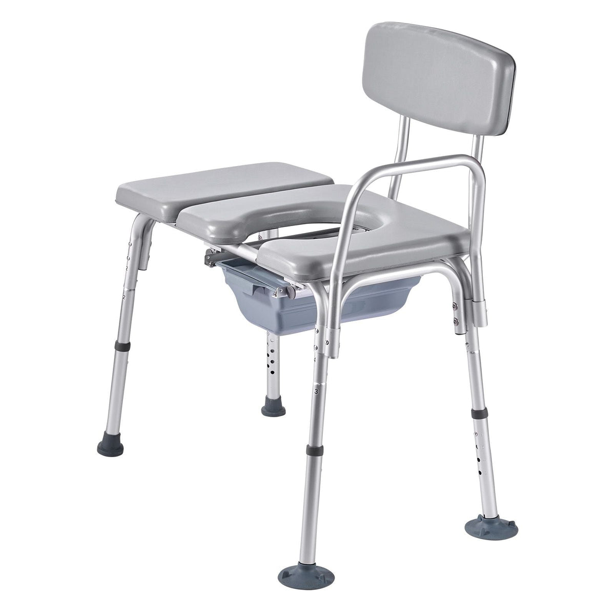 Bedside Commode Chair, 500 lbs Weight Capacity, 4-in-1 Portable Toilet and Raised Toilet Seat with Padded Seat and Backrest, Detachable 5L Bucket, Adjustable Height Adult Potty Chair for Seniors