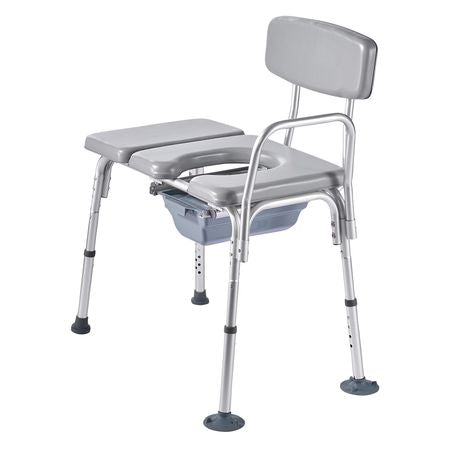 Bedside Commode Chair, 500 lbs Weight Capacity, 4-in-1 Portable Toilet and Raised Toilet Seat with Padded Seat and Backrest, Detachable 5L Bucket, Adjustable Height Adult Potty Chair for Seniors