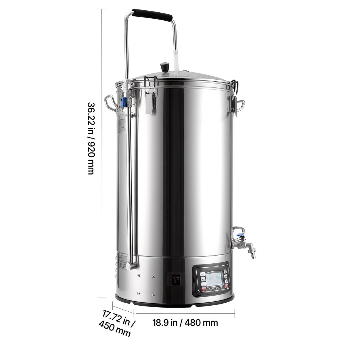 Beer Brewing Equipment, 16 Gal/60L Beer Maker with Anti-Burn Pump and Wort Chiller,3000W All-in-One Home Brewing Kit with Digital Control, Recipe Memory & Timer, Removable mesh strainer